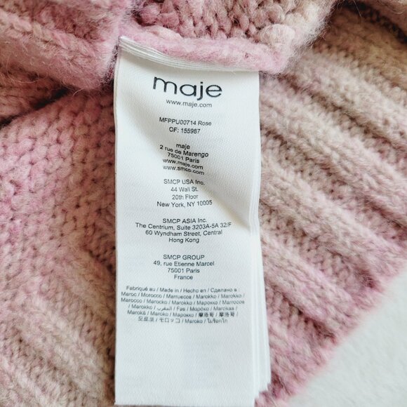 Maje | Megevy Turtleneck Wool Blend Sweater In Ombre Pink Stripe - Picture 6 of 11